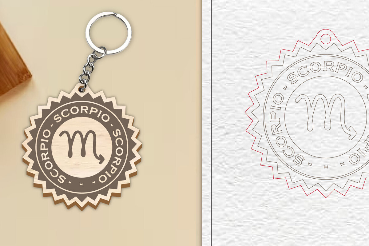 Intra απο ξύλο plywood 3mm-4mm πάχος – Scorpio Keychain | Ζώδιο Δίασταση  5x5 cm INTRAFABR-99985903