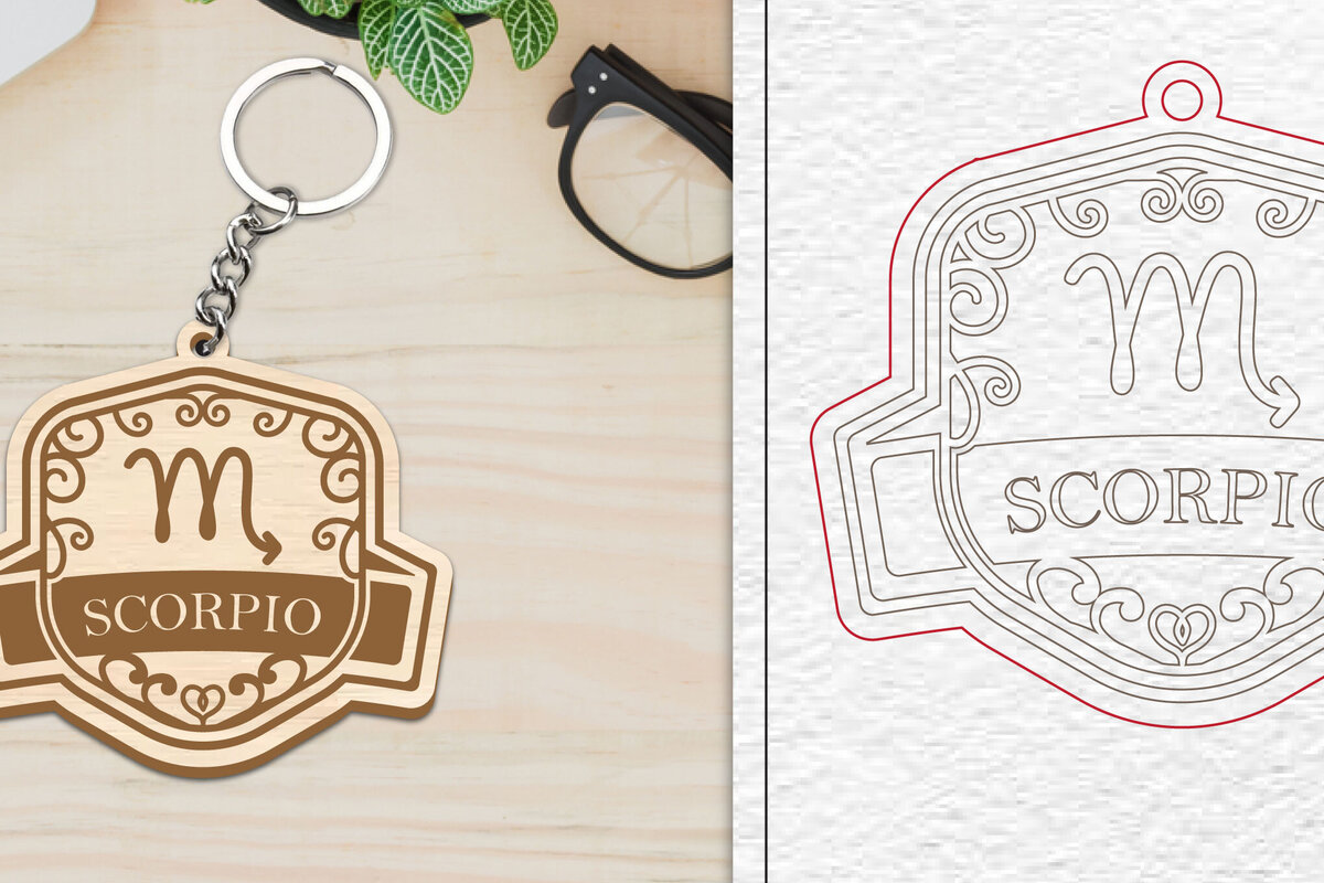 Intra απο ξύλο plywood 3mm-4mm πάχος – Scorpio Keychain | Ζώδιο Δίασταση  5x5 cm INTRAFABR-100515991