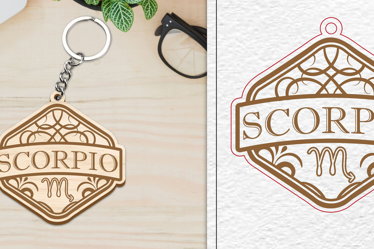Intra απο ξύλο plywood 3mm-4mm πάχος – Scorpio Keychain | Ζώδιο Δίασταση  5x5 cm INTRAFABR-100963958