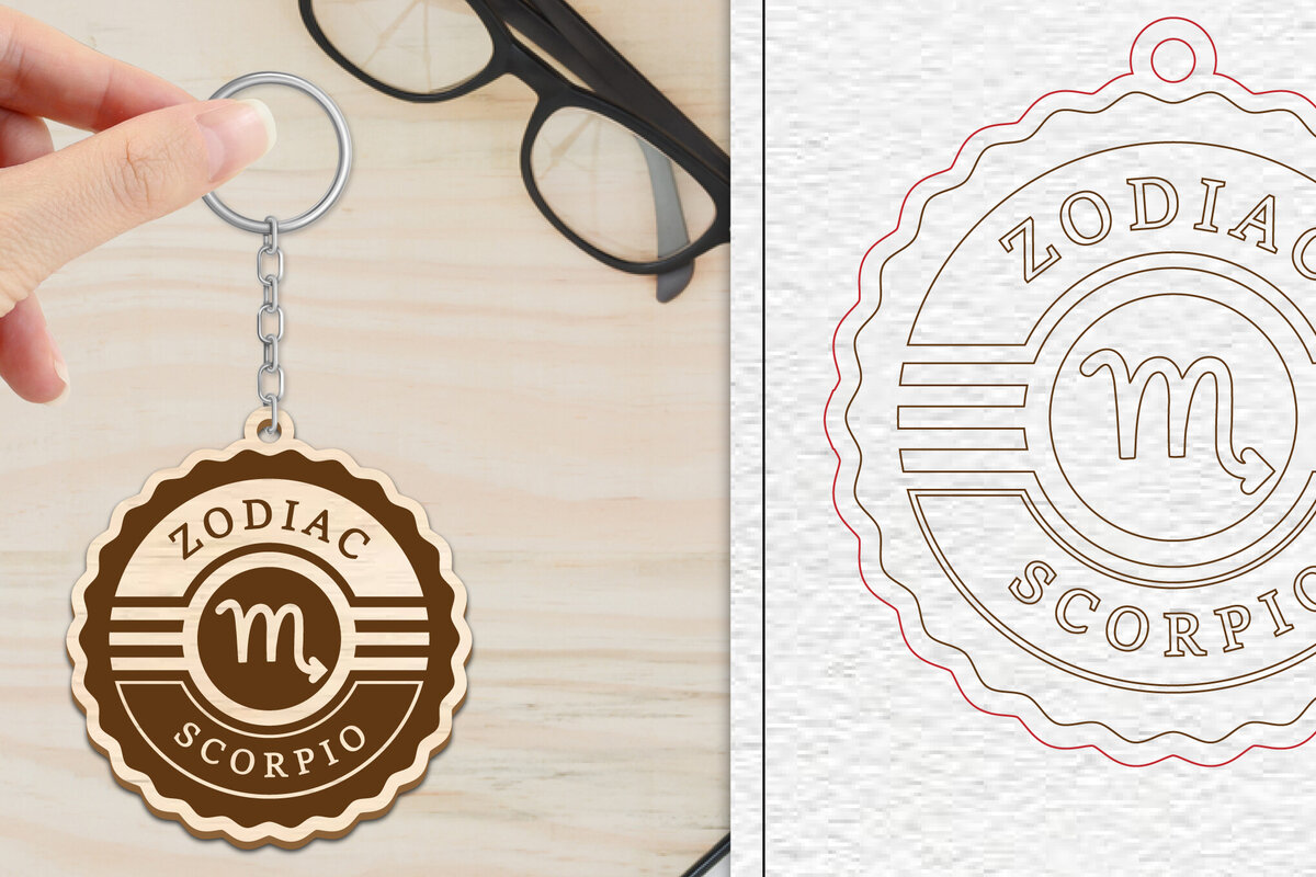 Intra απο ξύλο plywood 3mm-4mm πάχος – Scorpio Keychain | Zodiac Δίασταση  5x5 cm INTRAFABR-102290482