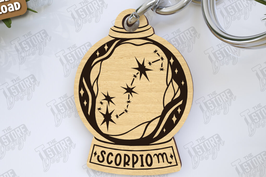 Intra απο ξύλο plywood 3mm-4mm πάχος – Scorpio Keychain Zodiac|Zodiac Δίασταση  5x5 cm INTRAFABR-123373799