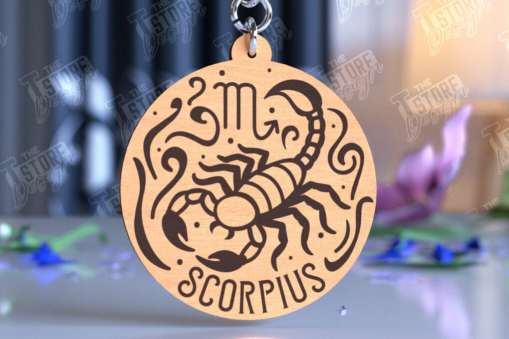 Intra απο ξύλο plywood 3mm-4mm πάχος – Μπρελόκ Σκορπιός | Ζώδιο | Αρχείο CNC Δίασταση  5x5 cm INTRAFABR-98273101