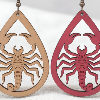 Intra απο ξύλο plywood 3mm-4mm πάχος – Scorpio Teardrop Earrings Δίασταση  5x5 cm INTRAFABR-121541732 - Image 1