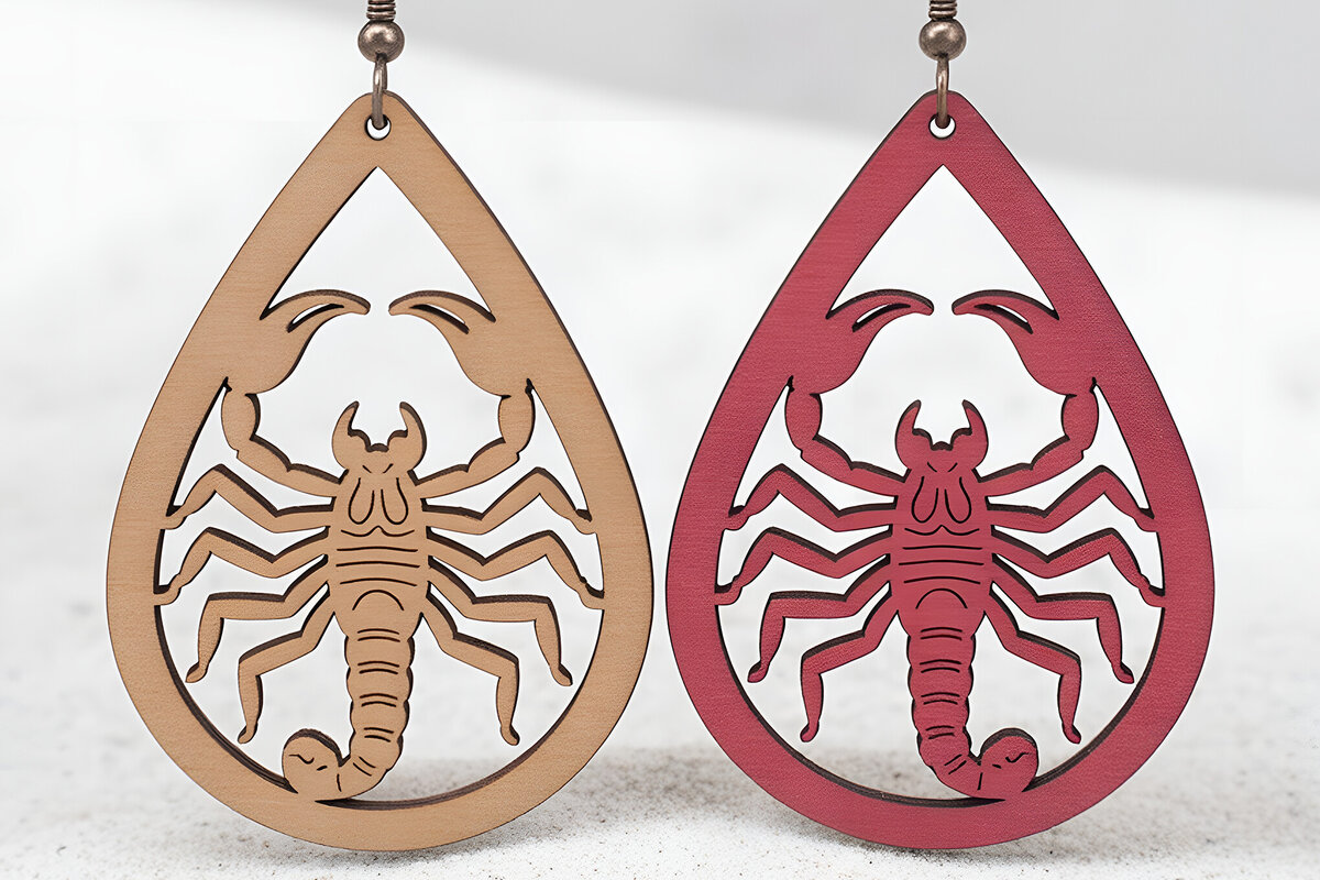 Intra απο ξύλο plywood 3mm-4mm πάχος – Scorpio Teardrop Earrings Δίασταση  5x5 cm INTRAFABR-121541732