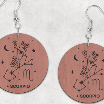 Intra απο ξύλο plywood 3mm-4mm πάχος – Σκουλαρίκια Scorpio Zodiac Boho Δίασταση  5x5 cm INTRAFABR-28537830 - Image 1