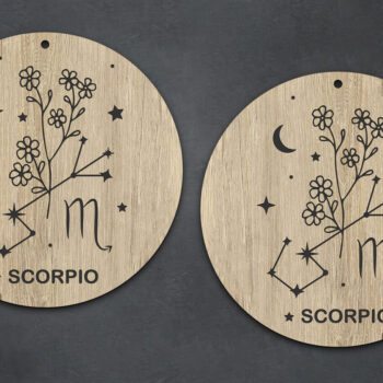 Intra απο ξύλο plywood 3mm-4mm πάχος – Σκουλαρίκια Scorpio Zodiac Boho Δίασταση  5x5 cm INTRAFABR-28537830 - Image 2
