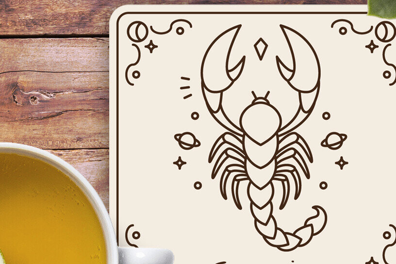 Intra απο ξύλο plywood 3mm-4mm πάχος – Scorpio Zodiac Coasters Χαρακτική με λέιζερ Δίασταση  20x20 cm INTRAFABR-122550403