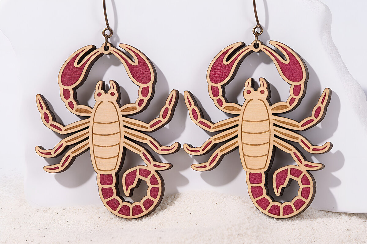 Intra απο ξύλο plywood 3mm-4mm πάχος – Scorpion Earrings Δίασταση  5x5 cm INTRAFABR-121542315