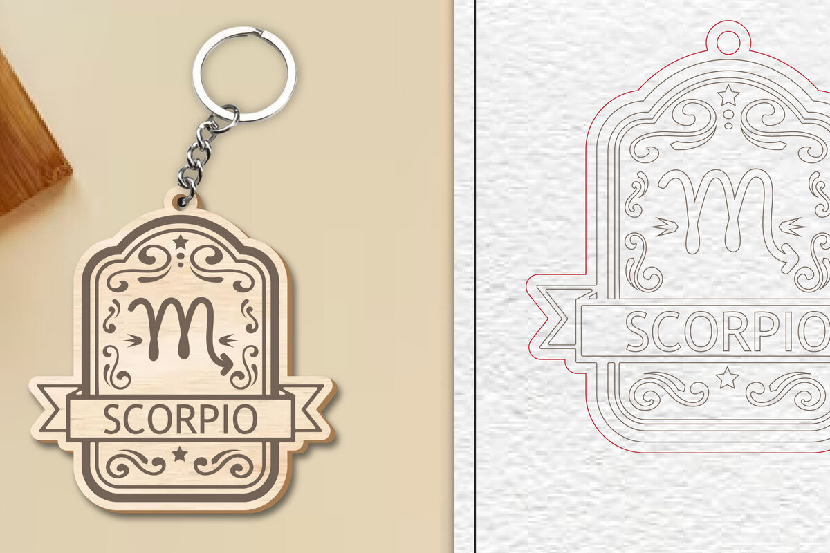 Intra απο ξύλο plywood 3mm-4mm πάχος – Scorpion Keychain | Zodiac Sg Δίασταση  5x5 cm INTRAFABR-99841561