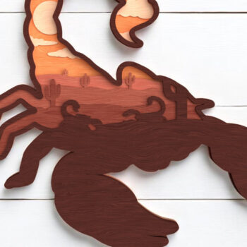 Intra απο ξύλο plywood 3mm-4mm πάχος – Scorpion Layered Desert Scene Δίασταση  20x20 cm INTRAFABR-121364353 - Image 1