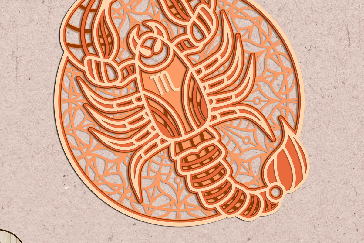 Intra απο ξύλο plywood 3mm-4mm πάχος – Αρχείο κομμένο για διακόσμηση τοίχου Scorpius Zodiac Δίασταση  40x30 cm INTRAFABR-100718890