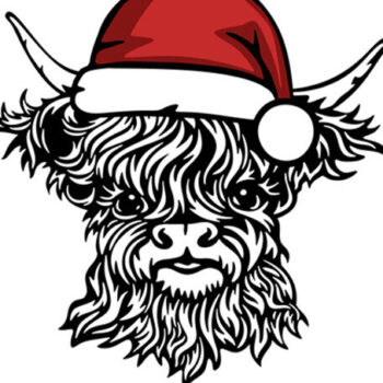 Intra απο ξύλο plywood 3mm-4mm πάχος – SVG Χριστουγέννων με αγελάδες Scottish Highland Δίασταση  20x20 cm INTRAFABR-86018194 - Image 2