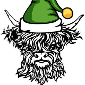 Intra απο ξύλο plywood 3mm-4mm πάχος – SVG Χριστουγέννων με αγελάδες Scottish Highland Δίασταση  20x20 cm INTRAFABR-86018194 - Image 3