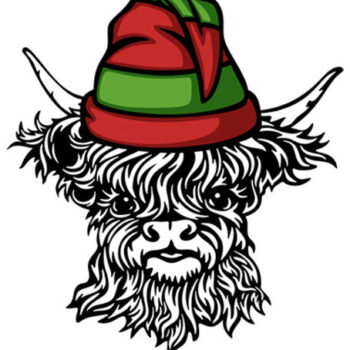 Intra απο ξύλο plywood 3mm-4mm πάχος – SVG Χριστουγέννων με αγελάδες Scottish Highland Δίασταση  20x20 cm INTRAFABR-86018194 - Image 4