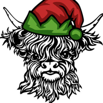 Intra απο ξύλο plywood 3mm-4mm πάχος – SVG Χριστουγέννων με αγελάδες Scottish Highland Δίασταση  20x20 cm INTRAFABR-86018194 - Image 5