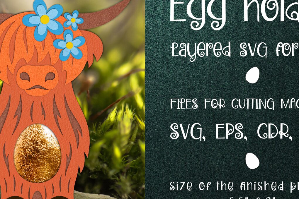 Intra απο ξύλο plywood 3mm-4mm πάχος – Κάτοχος Πασχαλινών Αυγών Σκωτίας Highland Cow Δίασταση  20x20 cm INTRAFABR-27073865