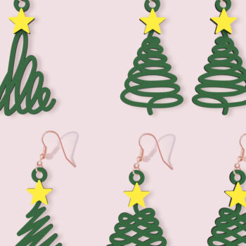 Intra απο ξύλο plywood 3mm-4mm πάχος – Σκουλαρίκια για χριστουγεννιάτικο δέντρο με σκαρίφημα Δίασταση  5x5 cm INTRAFABR-50948367 - Image 1