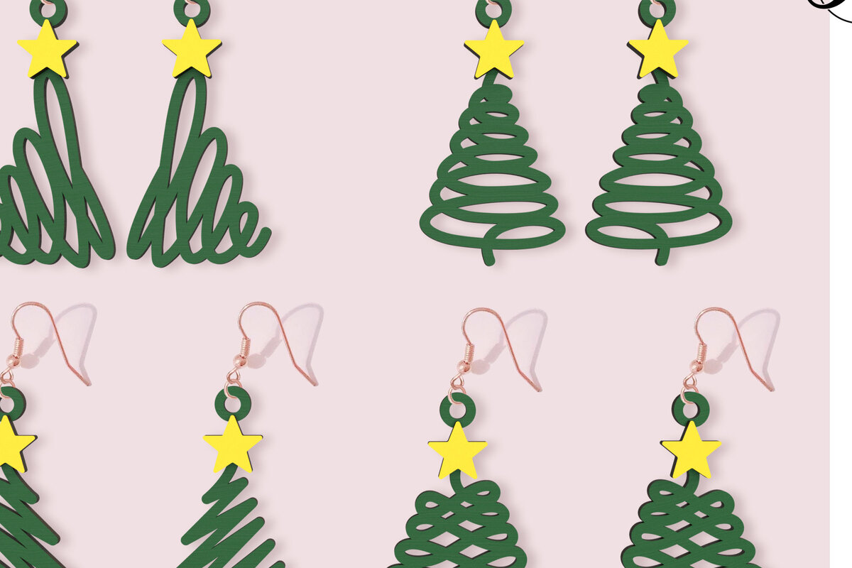 Intra απο ξύλο plywood 3mm-4mm πάχος – Σκουλαρίκια για χριστουγεννιάτικο δέντρο με σκαρίφημα Δίασταση  5x5 cm INTRAFABR-50948367