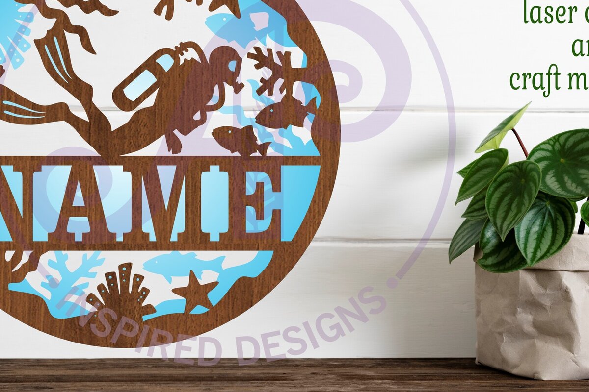 Intra απο ξύλο plywood 3mm-4mm πάχος – Scuba Diver Two Layer Name Δίασταση  20x20 cm INTRAFABR-98013332