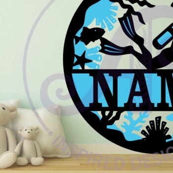 Intra απο ξύλο plywood 3mm-4mm πάχος – Scuba Diver Two Layer Name Δίασταση  20x20 cm INTRAFABR-98013332 - Image 2