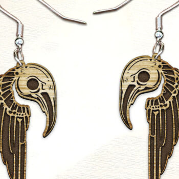 Intra απο ξύλο plywood 3mm-4mm πάχος – Σκουλαρίκια Scull Cut Laser. Halloween Δίασταση  5x5 cm INTRAFABR-122534415 - Image 1