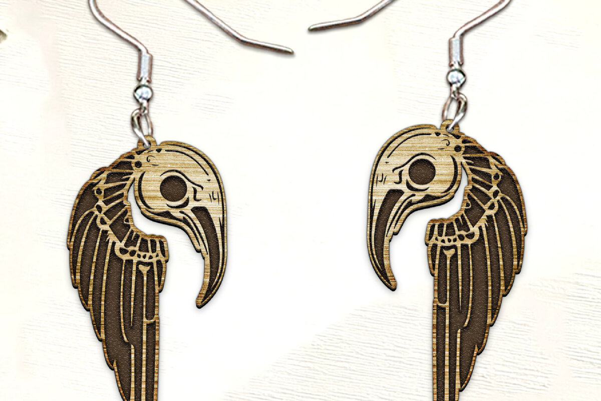 Intra απο ξύλο plywood 3mm-4mm πάχος – Σκουλαρίκια Scull Cut Laser. Halloween Δίασταση  5x5 cm INTRAFABR-122534415