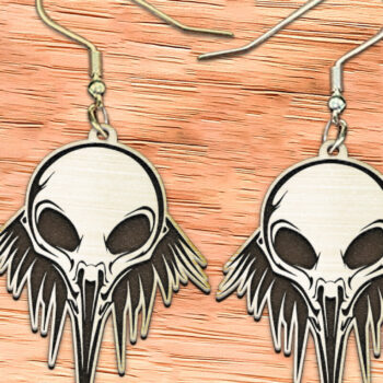 Intra απο ξύλο plywood 3mm-4mm πάχος – Σκουλαρίκια Scull Cut Laser. Halloween. Δίασταση  5x5 cm INTRAFABR-122535516 - Image 1