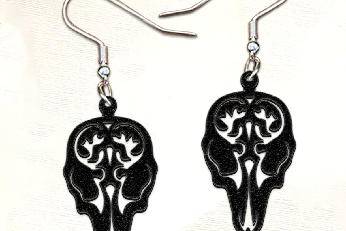 Intra απο ξύλο plywood 3mm-4mm πάχος – Σκουλαρίκια Scull Cut Laser. Halloween. Δίασταση  5x5 cm INTRAFABR-122536535