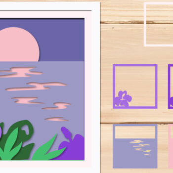 Intra απο ξύλο plywood 3mm-4mm πάχος – Θάλασσα και τροπικά λουλούδια τρισδιάστατο κουτί σκιών Δίασταση  20x20 cm INTRAFABR-68910494 - Image 1