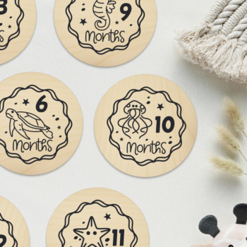 Intra απο ξύλο plywood 3mm-4mm πάχος – Sea Animals Baby Monthly Milestone Δίασταση 20x20 cm INTRAFABR-111580886 - Image 3