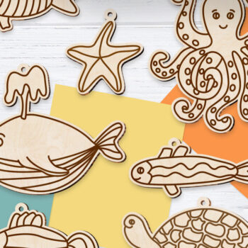 Intra απο ξύλο plywood 3mm-4mm πάχος – Κιτ χρωματισμού λέιζερ Sea Animals Glowforge Δίασταση 20x20 cm INTRAFABR-51779632 - Image 3