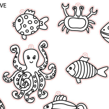 Intra απο ξύλο plywood 3mm-4mm πάχος – Κιτ χρωματισμού λέιζερ Sea Animals Glowforge Δίασταση 20x20 cm INTRAFABR-51779632 - Image 7