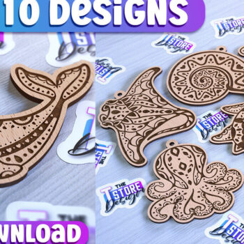 Intra απο ξύλο plywood 3mm-4mm πάχος – Στολίδια με θαλάσσια ζώα | Ωκεανός Δίασταση  20x20 cm INTRAFABR-93334855 - Image 1