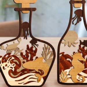 Intra απο ξύλο plywood 3mm-4mm πάχος – Διακόσμηση πολλαπλών στρώσεων δέσμης μπουκαλιών θάλασσας Δίασταση  20x20 cm INTRAFABR-102919777