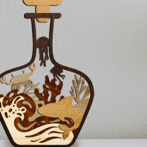 Intra απο ξύλο plywood 3mm-4mm πάχος – Πρότυπο διακόσμησης σπιτιού μπουκάλι θάλασσας Δίασταση  20x20 cm INTRAFABR-107390238