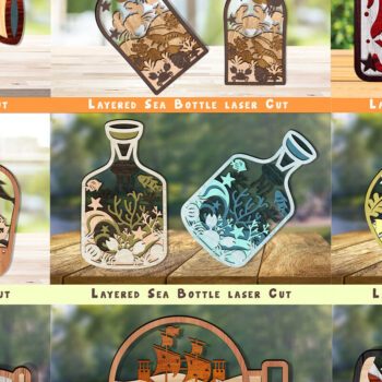 Intra απο ξύλο plywood 3mm-4mm πάχος – ΠακέτοBottle Sea Δίασταση  20x20 cm INTRAFABR-111847666 - Image 1