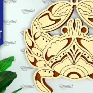 Intra απο ξύλο plywood 3mm-4mm πάχος – στολίδι με θαλάσσιο καβούρι Δίασταση  20x20 cm INTRAFABR-99132697