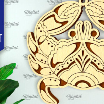 Intra απο ξύλο plywood 3mm-4mm πάχος – στολίδι με θαλάσσιο καβούρι Δίασταση  20x20 cm INTRAFABR-99132697 - Image 1