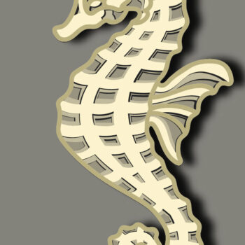 Intra απο ξύλο plywood 3mm-4mm πάχος – Sea Horse Multilayer/3d Layered Δίασταση  20x20 cm INTRAFABR-67067661 - Image 1