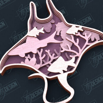 Intra απο ξύλο plywood 3mm-4mm πάχος – Πακέτο κοπής με λέιζερ ζώων με στρώσεις θάλασσας Δίασταση  20x20 cm INTRAFABR-100937228 - Image 2