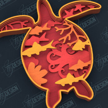 Intra απο ξύλο plywood 3mm-4mm πάχος – Πακέτο κοπής με λέιζερ ζώων με στρώσεις θάλασσας Δίασταση  20x20 cm INTRAFABR-100937228 - Image 3