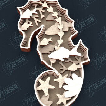 Intra απο ξύλο plywood 3mm-4mm πάχος – Πακέτο κοπής με λέιζερ ζώων με στρώσεις θάλασσας Δίασταση  20x20 cm INTRAFABR-100937228 - Image 6