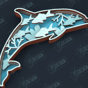 Intra απο ξύλο plywood 3mm-4mm πάχος – Sea Layered Dolphin | 3D σχήμα ξύλου| CNC Δίασταση  20x20 cm INTRAFABR-100935997