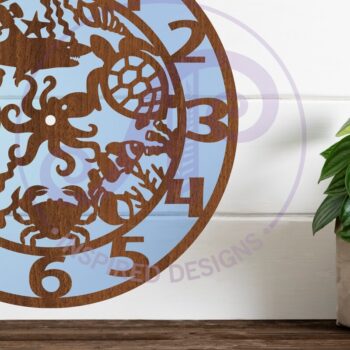 Intra απο ξύλο plywood 3mm-4mm πάχος – Ρολόι τοίχου Sea Life Animal με λέιζερ Δίασταση  40x30 cm INTRAFABR-81469582 - Image 1