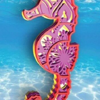 Intra απο ξύλο plywood 3mm-4mm πάχος – Θαλάσσια ζωή, Δελφίνι, ψάρι, Θαλάσσιο Άλογο Δίασταση  20x20 cm INTRAFABR-31269454 - Image 3