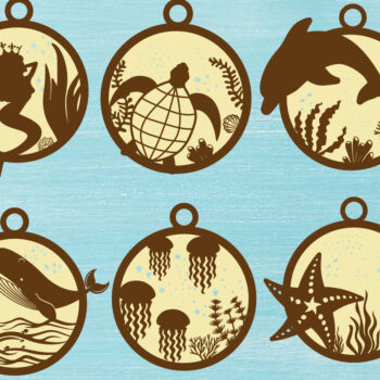 Intra απο ξύλο plywood 3mm-4mm πάχος – Αρχεία κοπής με λέιζερ Sea Life Ornament Δίασταση  20x20 cm INTRAFABR-69515282 - Image 1