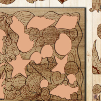 Intra απο ξύλο plywood 3mm-4mm πάχος – Πρότυπο κοπής ζωγραφικής SEA PUZZLE για παιδιά Δίασταση  20x20 cm INTRAFABR-25158575 - Image 4