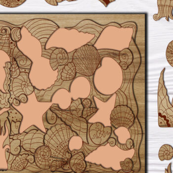 Intra απο ξύλο plywood 3mm-4mm πάχος – Πρότυπο κοπής ζωγραφικής SEA PUZZLE για παιδιά Δίασταση  20x20 cm INTRAFABR-25158575 - Image 5