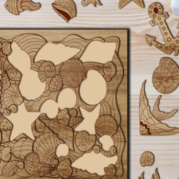 Intra απο ξύλο plywood 3mm-4mm πάχος – Πρότυπο κοπής ζωγραφικής SEA PUZZLE για παιδιά Δίασταση  20x20 cm INTRAFABR-25158575 - Image 8