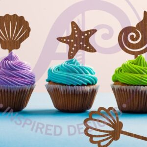 Intra απο ξύλο plywood 3mm-4mm πάχος – Sea Shell Cupcake Toppers, 6 σχέδια Δίασταση  20x20 cm INTRAFABR-87209045
